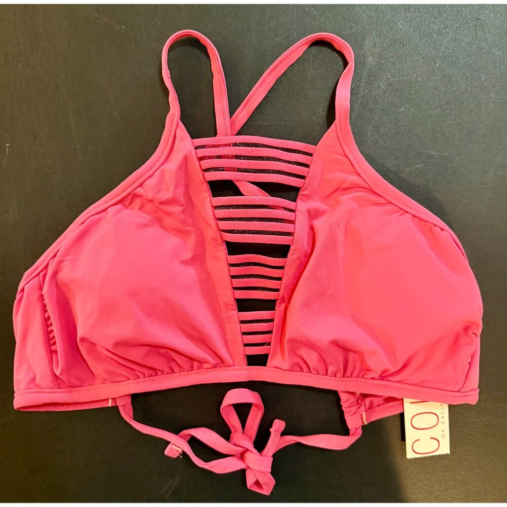 Cole of California High Neck Bikini Swim Top Berry Womens Small NWT